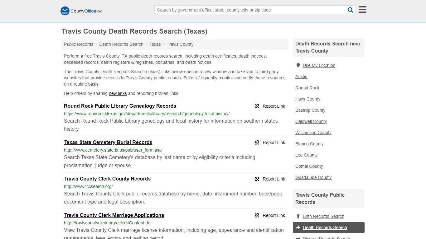 Travis County Death Records Search (Texas) - County Office