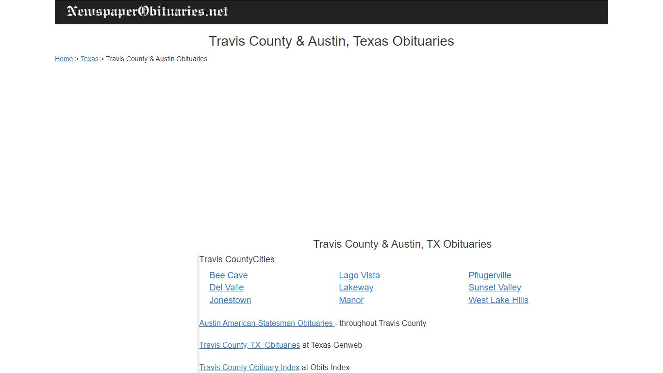 Travis County & Austin, TX Obituaries - newspaper obituaries