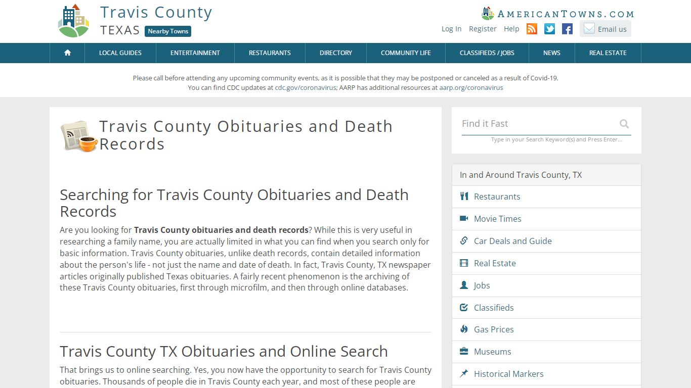 Obituaries Travis County TX - Travis County Death Records