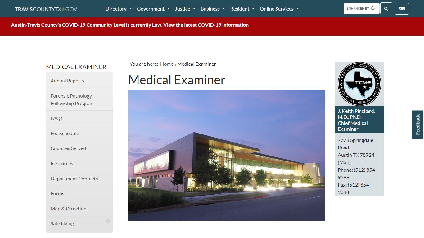 Medical Examiner - Travis County, Texas